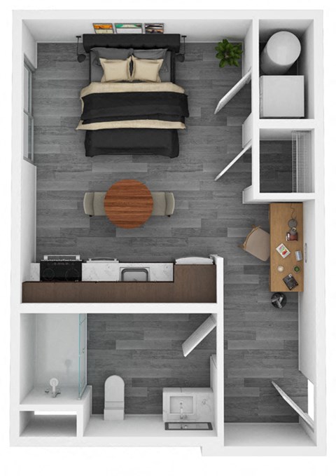 Floor plan for studio, 1 bath, 405 sqft